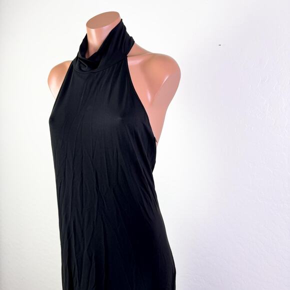 Skims Smooth Slinky Low Open Back Halter Modal Maxi Dress Black Onyx Size 4X NWT - Picture 4 of 11